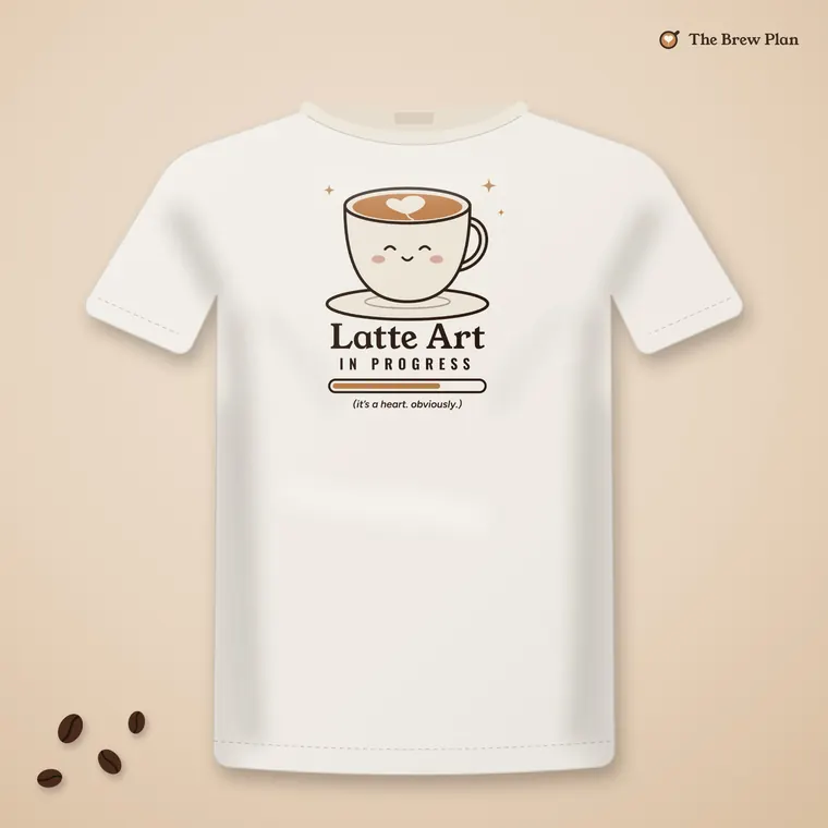 Latte Art in Progress tee in natural