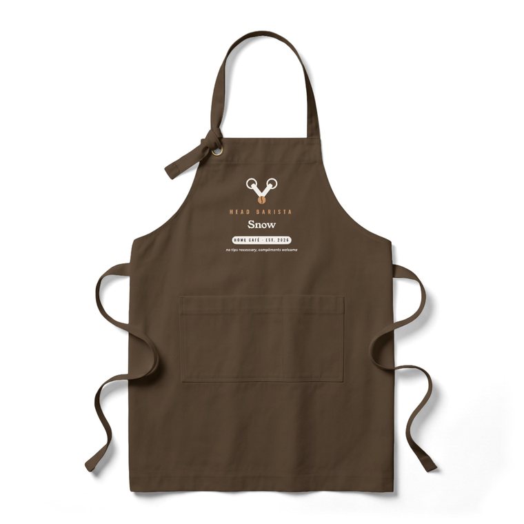Head Barista apron with the name Snow