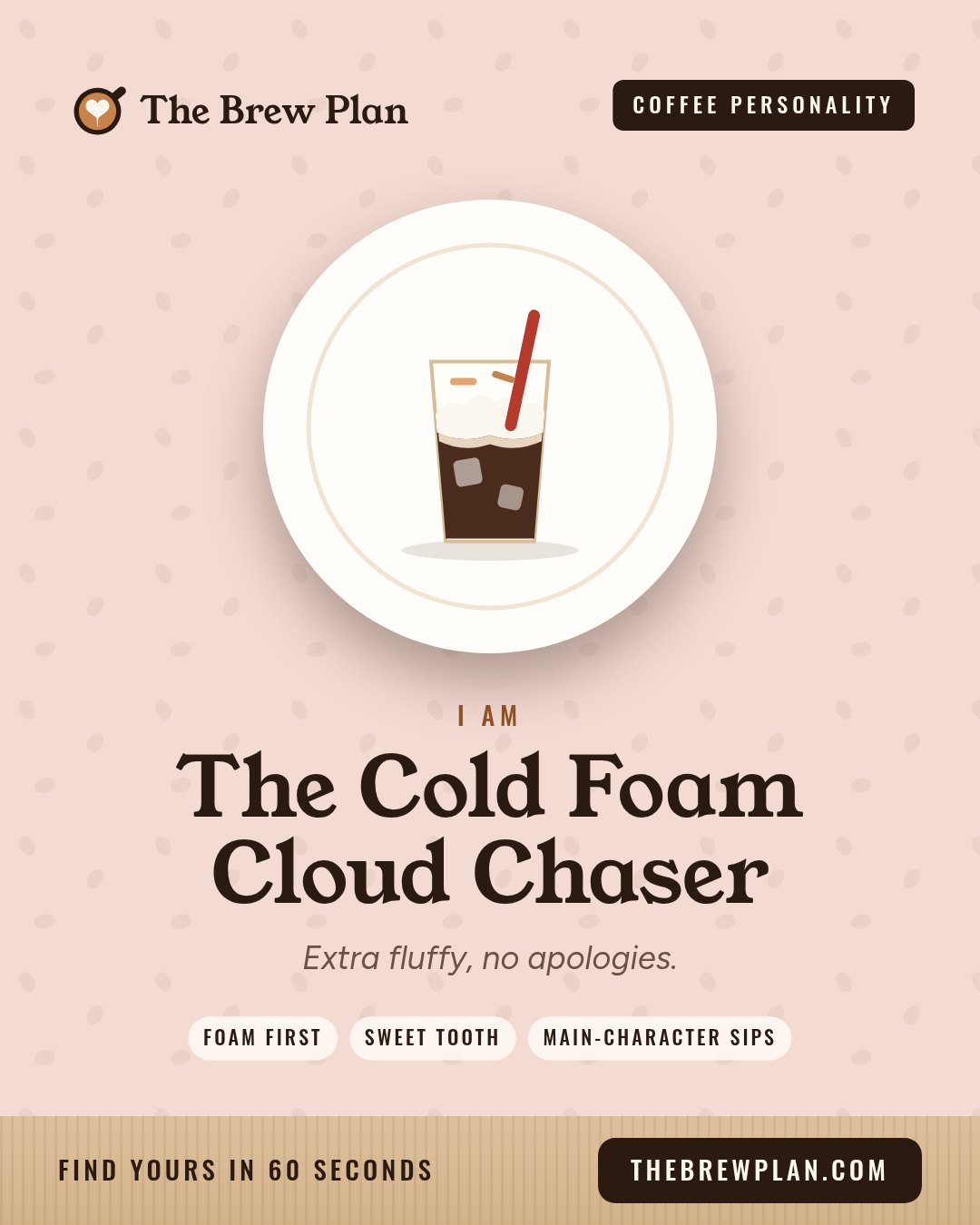 The Cold Foam Cloud Chaser coffee personality card