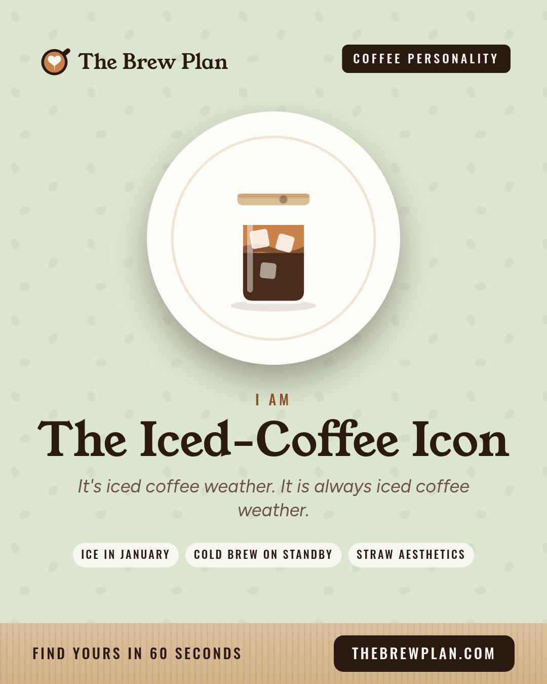The Iced-Coffee Icon coffee personality card