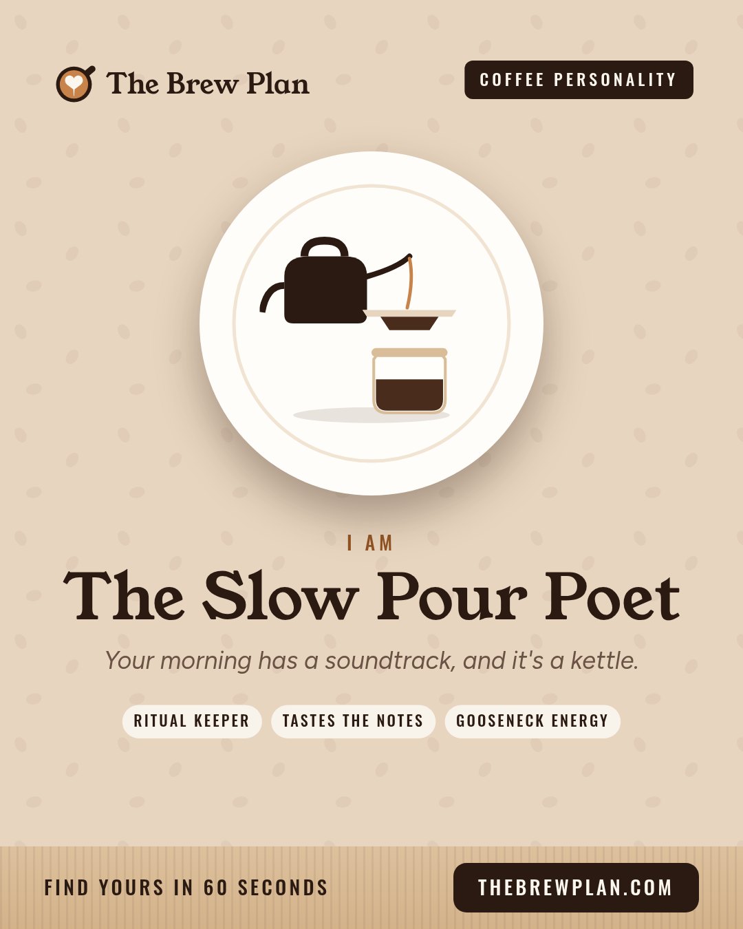 The Slow Pour Poet coffee personality card